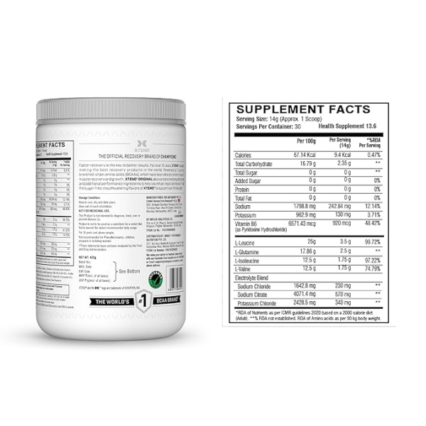 Xtend Scivation Bcaas Powder For Adults(Pre-Workout, 7G Bcaas, 0G Carbs,Sugar & Calories, 3.5 Leucine, 2.5G L-Glutamine, 1G Citrulline Malate) - 402 Gm, 30 Servings (Blue Raspberry) - Image 2