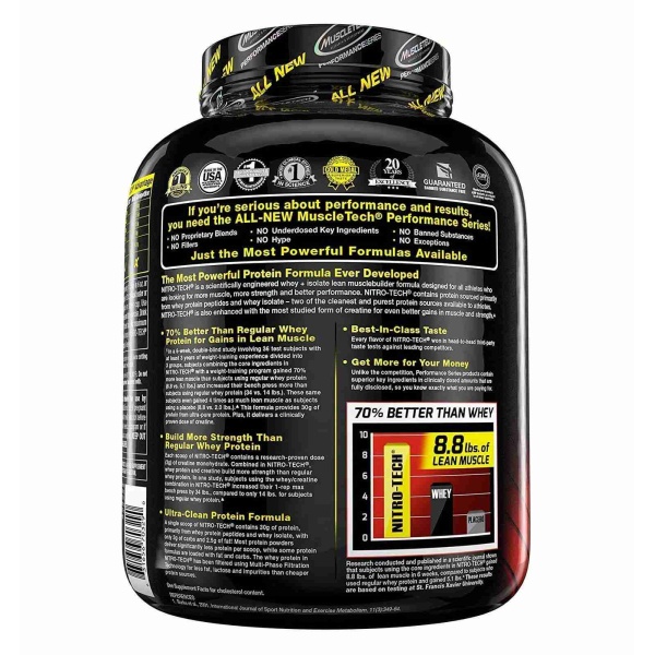 Muscle Tech Nitro-Tech Whey Protein,1.81kg (4lbs), Milk Chocolate, 30g Protein, 3g creatine monohydrate, 6.7g BCAA, ultimate muscle building formula, increase strength & performance - Image 3